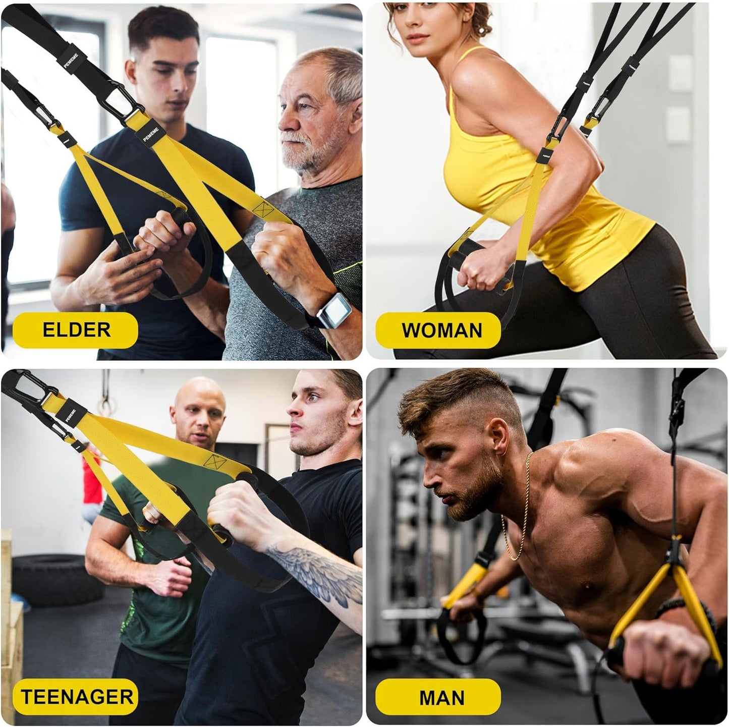 Home Resistance Training Kit | Full-Body Workout with Suspension Trainer Straps, Door Anchor, Handles, and Carrying Bag | Complete Home Gym Equipment