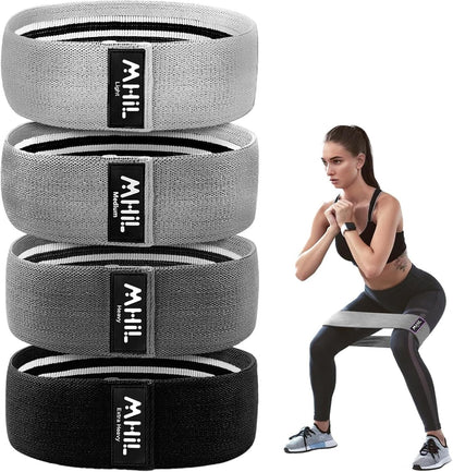 Booty Bands – Four Durable Exercise Bands for Working Out, Non-Slip & Non-Pinching Workout Bands – Multiple Resistance Levels Booty Bands for Legs Butt Glutes Hips Abs & More.