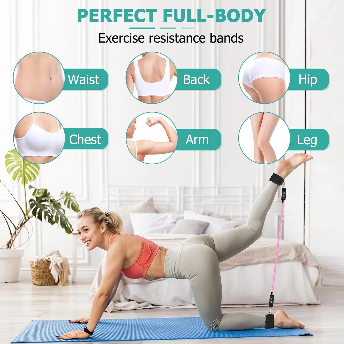 Pilates Bar Kit with Resistance Bands,Pilates Bar with Stackable Bands Workout Equipment for Legs,Hip,Waist and Arm,Exercise Fitness Equipment for Women & Men Home Gym Yoga Pilates