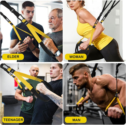 Home Resistance Training Kit | Full-Body Workout with Suspension Trainer Straps, Door Anchor, Handles, and Carrying Bag | Complete Home Gym Equipment