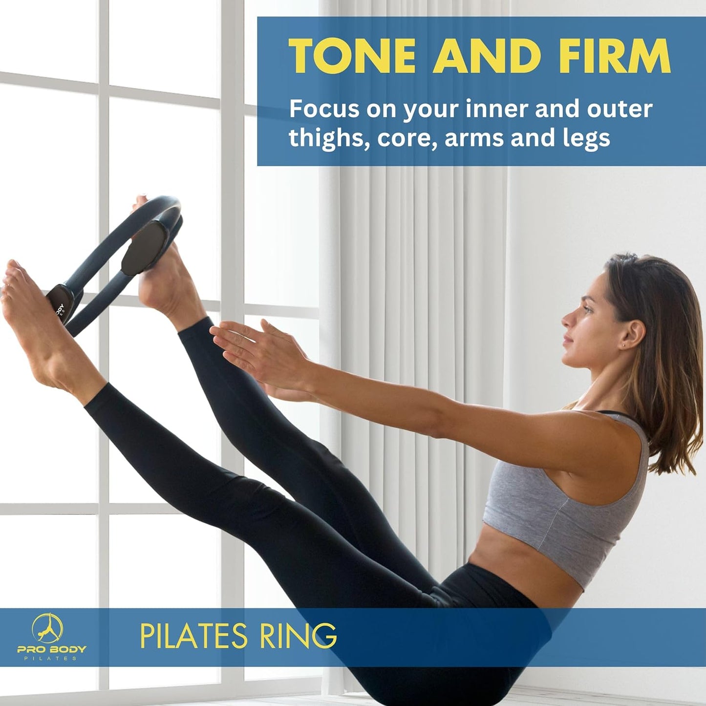Fitness Circle – 14 Inch Pilates Ring for Focusing on Toning Inner Thighs, Arms, and Core