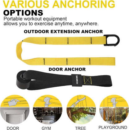 Home Resistance Training Kit | Full-Body Workout with Suspension Trainer Straps, Door Anchor, Handles, and Carrying Bag | Complete Home Gym Equipment