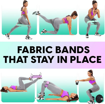 Booty Bands – Four Durable Exercise Bands for Working Out, Non-Slip & Non-Pinching Workout Bands – Multiple Resistance Levels Booty Bands for Legs Butt Glutes Hips Abs & More.