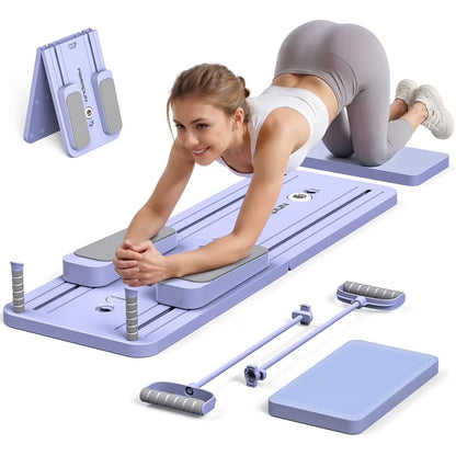 300 LBS Weight Capacity Multifunctional Fitness Board with Automatic Rebound, Core Training Ab Roller, Foldable Workout Machines - Full Body Workout Equipment, Home Pilates